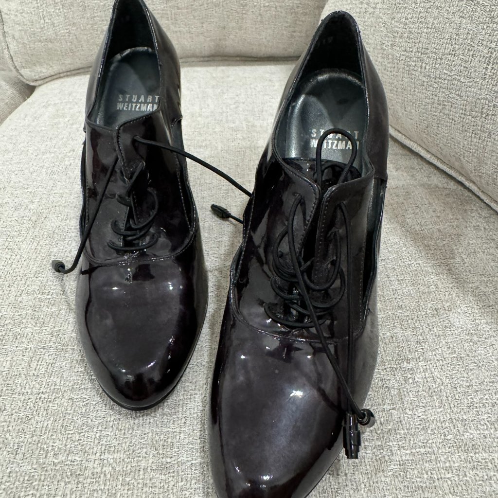 Stuart Weitzman Brown Patent Lace Up Heel Pumps/Loafer Size 5